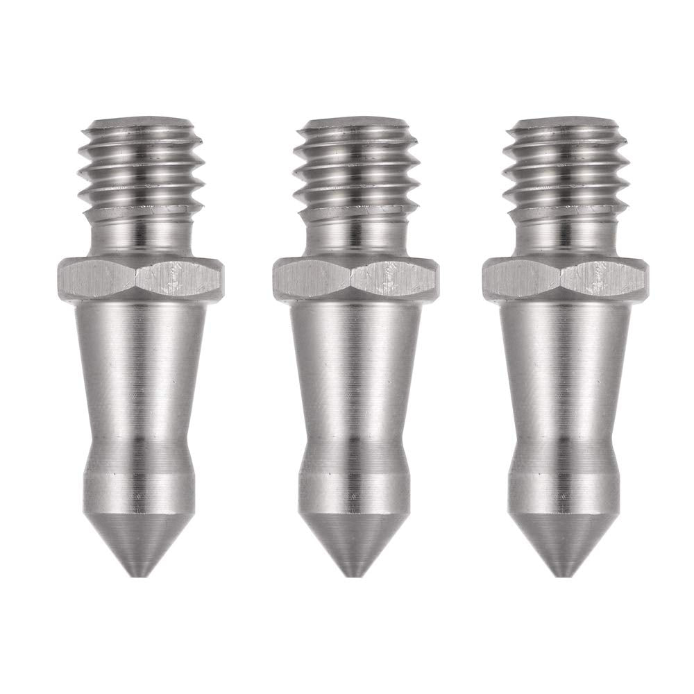 Foto&Tech Stainless Steel 3/8 Inch Foot Spikes Compatible With Andoer Benro Gitzo Induro Kingjoy Manfrotto Weifeng Rrs, 16 Threaded Tripod Monopod, For Softer Looser Terrain 12Mm X 33Mm (3 Pieces)