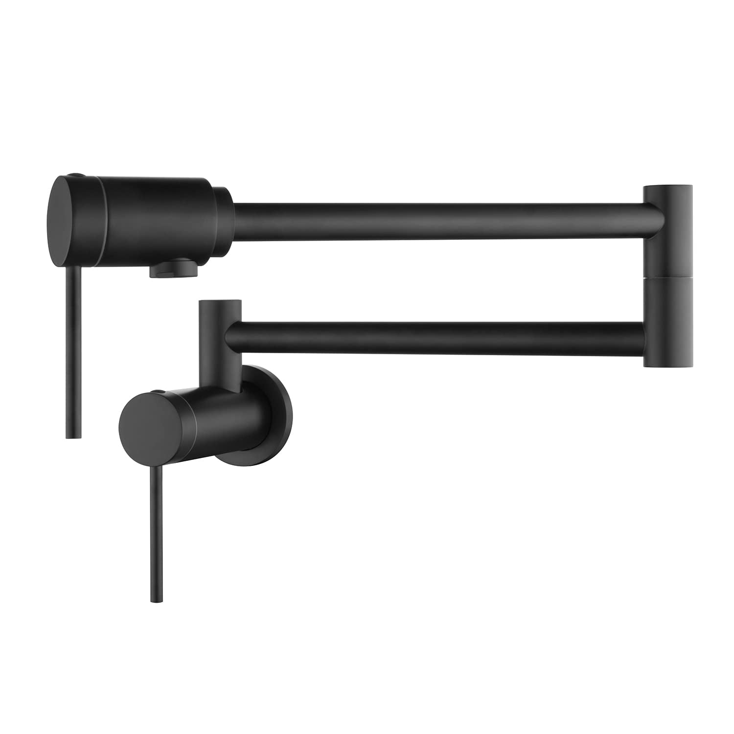 Mr. Faucet Wall Mount Kitchen Pot Filler Faucet 360° Swivel Folding Swing Arm Built-In Bearing Joint Technology, For Kitchen Stove, Coffee Station, Bar Filler&Water Station(Matte Black)