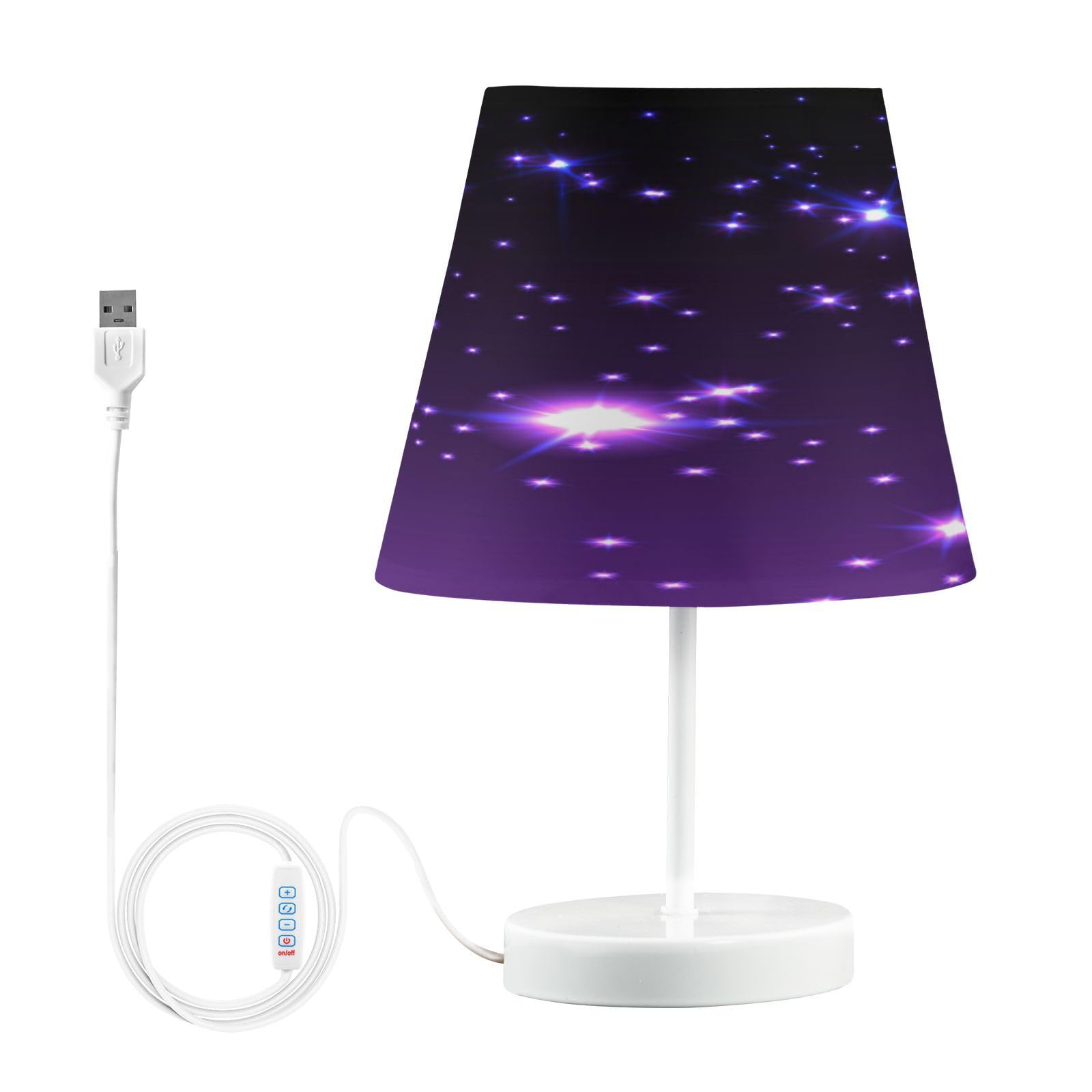 Boccsty Purple Starry Sky Table Lamp Desk Lamp Small Lamp With Usb C Charging Port 3-Way Dimmable Bedside Nightstand Lamps For Bedroom Living Room M