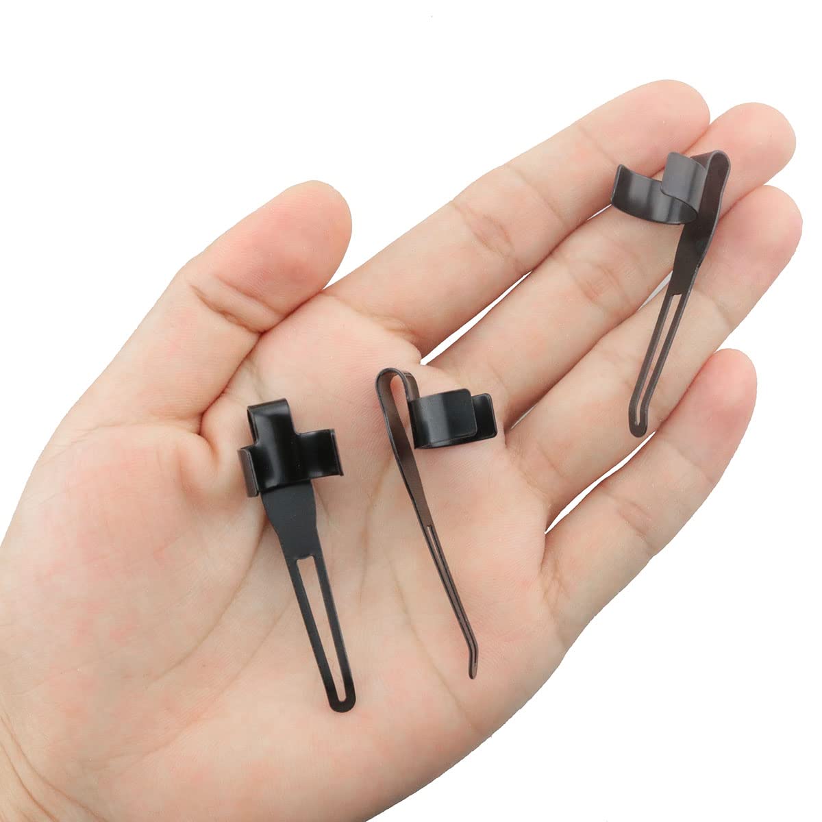 Itrolle Flashlight Pocket Clip 25Pcs Flashlight Pocket Black Stainless Steel Pocket Clips Without Hole Penlight Replacement Parts For Flashlights Keychain Lights