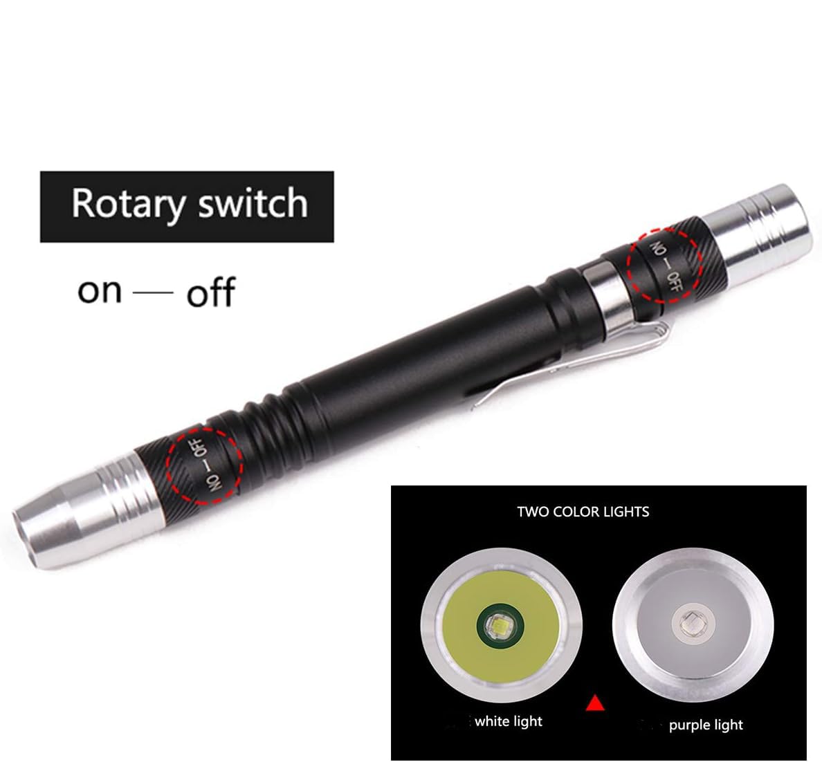 Pocketman Pen Light Detector Torch Ultra Violet Torch White Purple For Test Mini Pen Uv Flashlight 395Nm 2 In 1 Uv Flashlight Led Penlight Blacklight 2 Light Source
