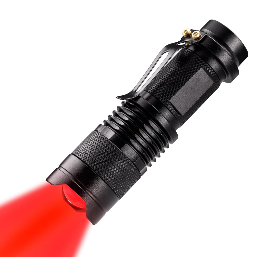 Wayllshine High Power Red Led Flashlight - Powerful Single Mode Red Light Torch For Astronomy, Aviation, Night Observation - Black