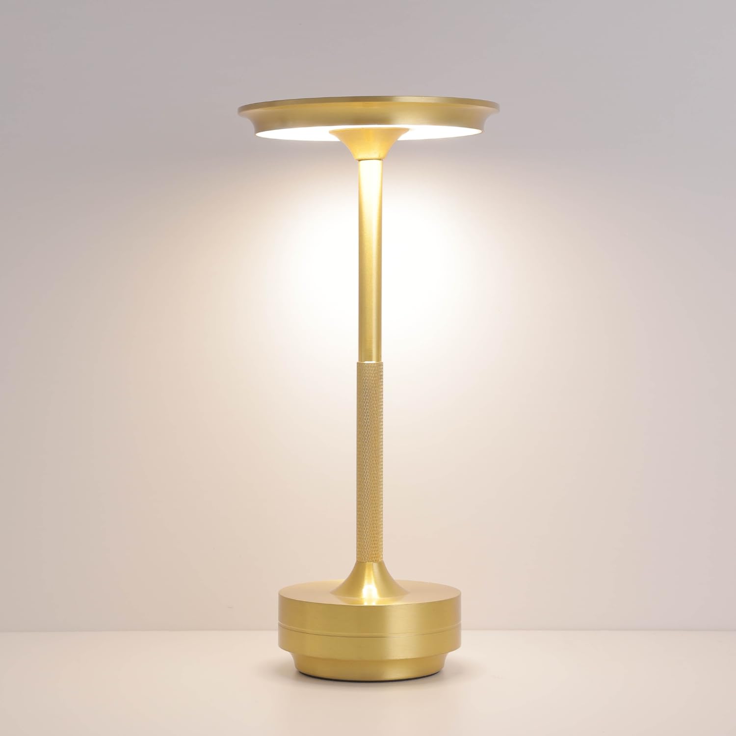Bulbly Elegant Rechargeable Dimmable Waterproof Metallic Touch Led Cordless Table Lamps For Stylish Homes And Upscale Restaurants - Portable, Usb-C Charging, Perfect For Indoor/Outdoor (Gold)