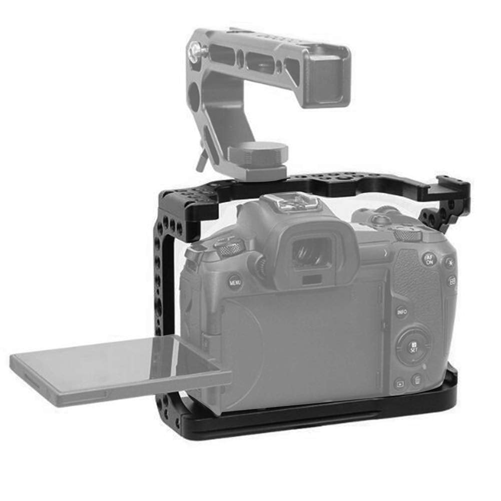 Tikatarer Camera Cage, Camera Stabilizer With Inner Hex Wrench 6X4.3X2In Black Aluminium Alloy Photography Extension Cage For R Mirrorless Camera