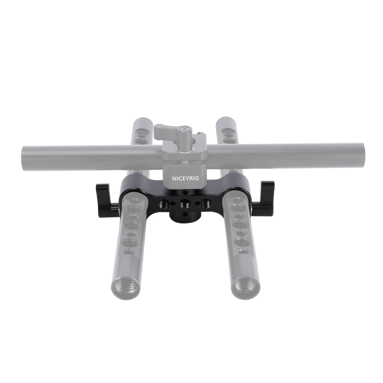 Niceyrig 15Mm Rod Clamp With Locating Holes For Arri & 1/4’’, Dual 15Mm Rod Rail Extension Applicable For Dslr Top Handle Articulating Magic Friction Arm - 568
