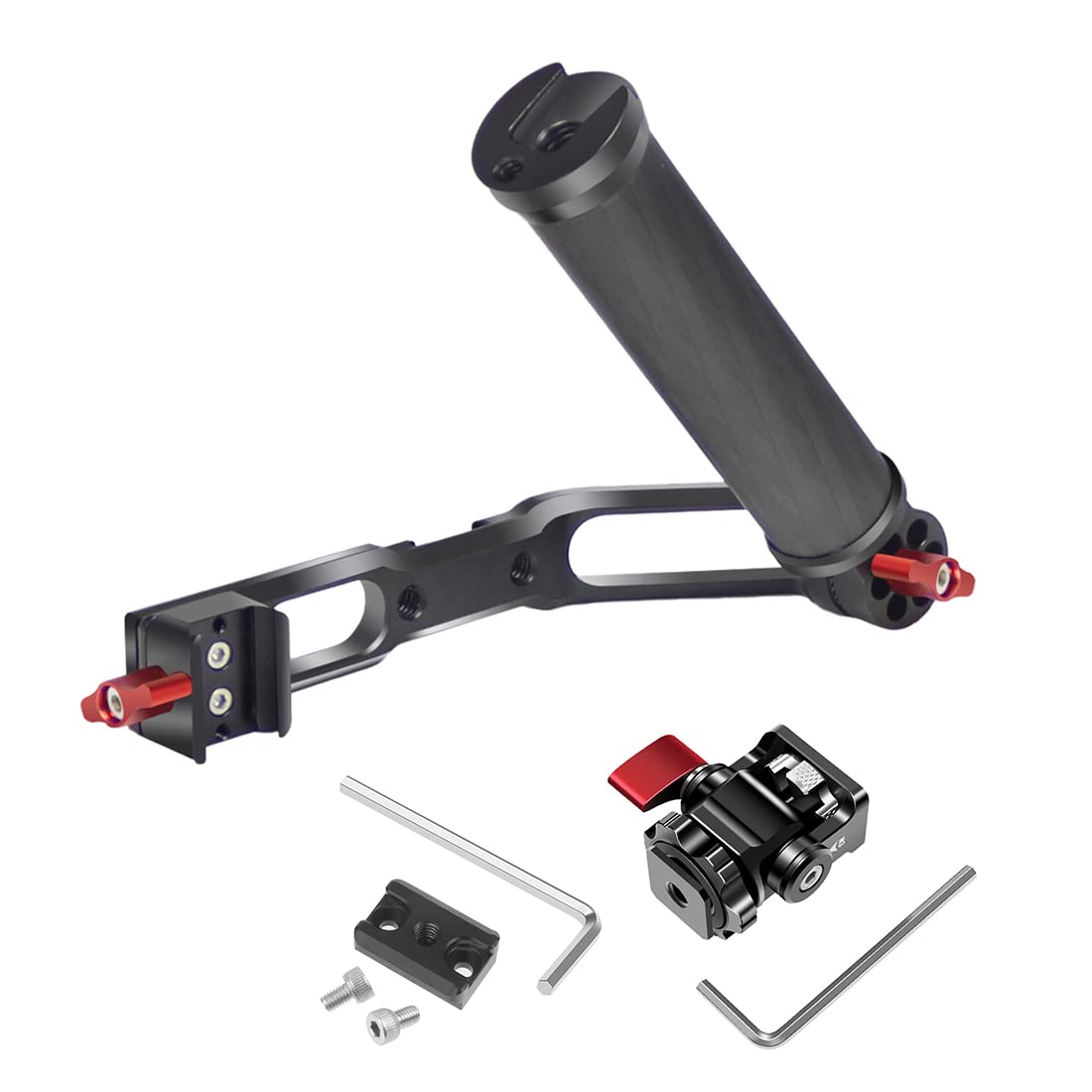 Novelgoal Carbon Fiber L Bracket Handle Grip With Foldable Cold Shoe Mount Compatible With Dji Ronin Rs2 Rsc2 Mini Handheld Gimbal Stabilizer Accessory (3In1 Kit)