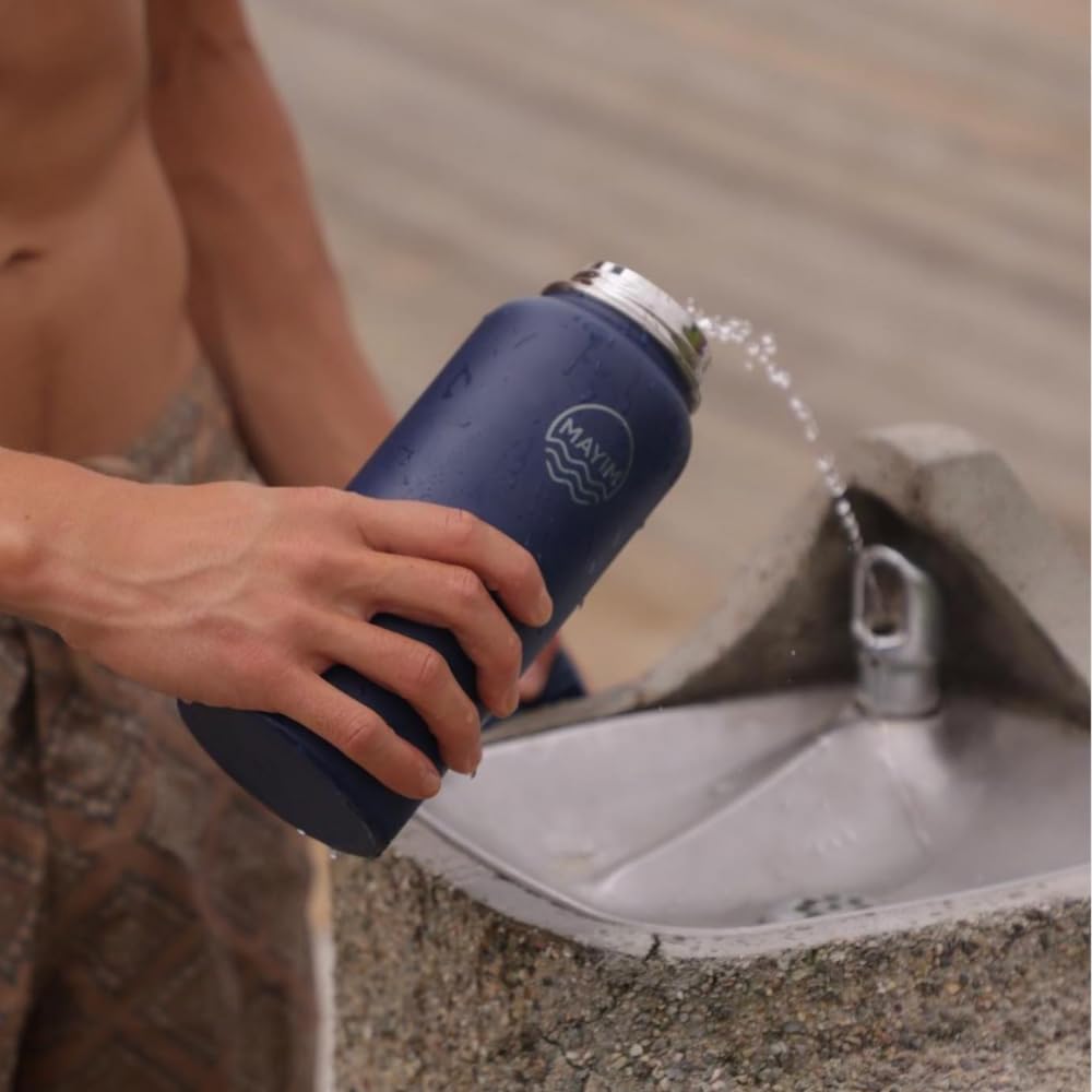 Mayim 32 Oz Active Triple Insulated Sports Water Bottle With Straw, Leak Proof Stainless Steel