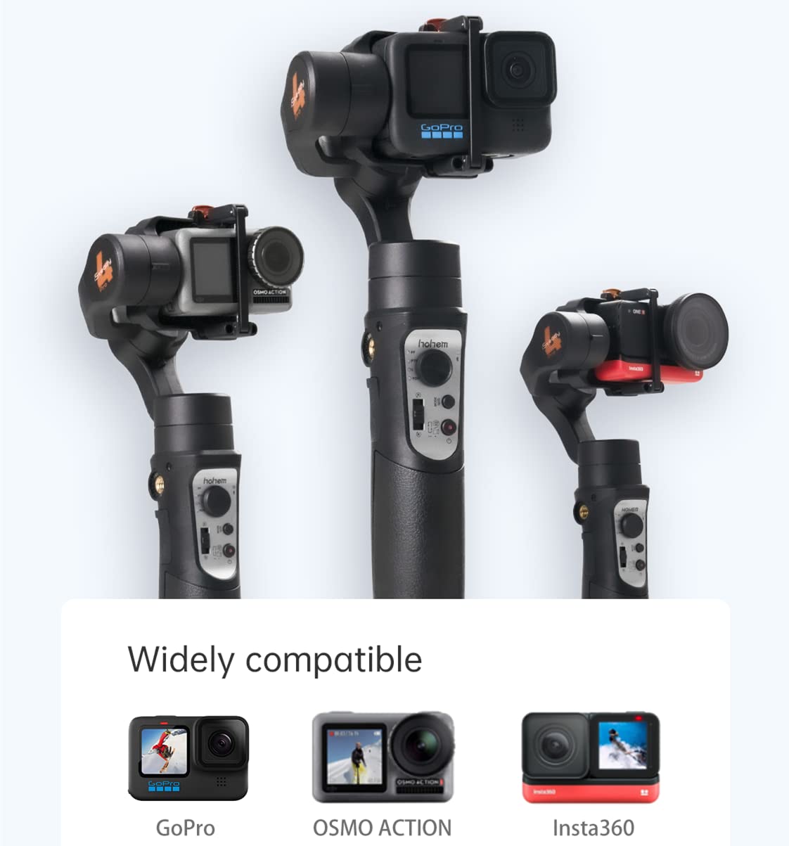 Hohem Isteady Pro 4 Action Camera Gimbal 3-Axis Splashproof Stabilizer For Gopro Hero 13/12/11/10/9/8/7/6/5/4/3,Dji Osmo Action,Insta360 One R,Sony Rx0,Quick Mounting,14Hrs Runtime