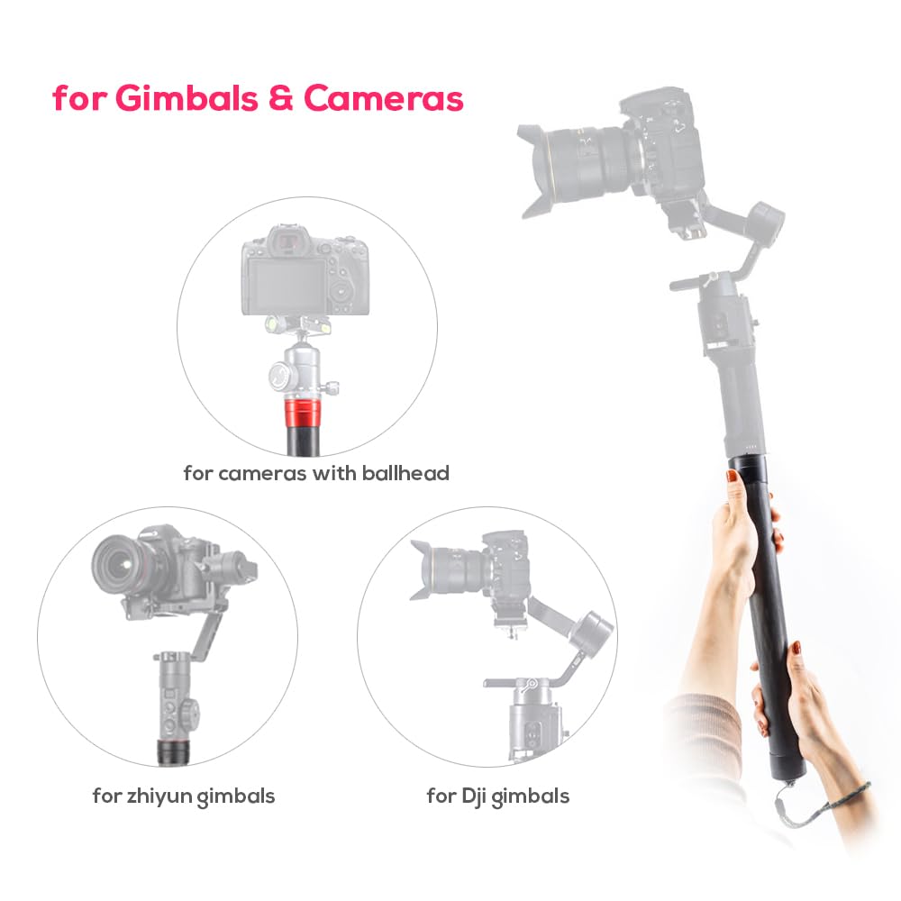Eaxanpic Carbon Fiber Gimbal Extension Pole 13.4" Monopod Stick Rod For Dji Rs3 Mini/Rs3 Pro/Rs3/Rs2/Rsc2/Ronin S/Ronin Sc, Zhiyun Weebill S/Crane 2 3,Moza Feiyutech Stabilizer
