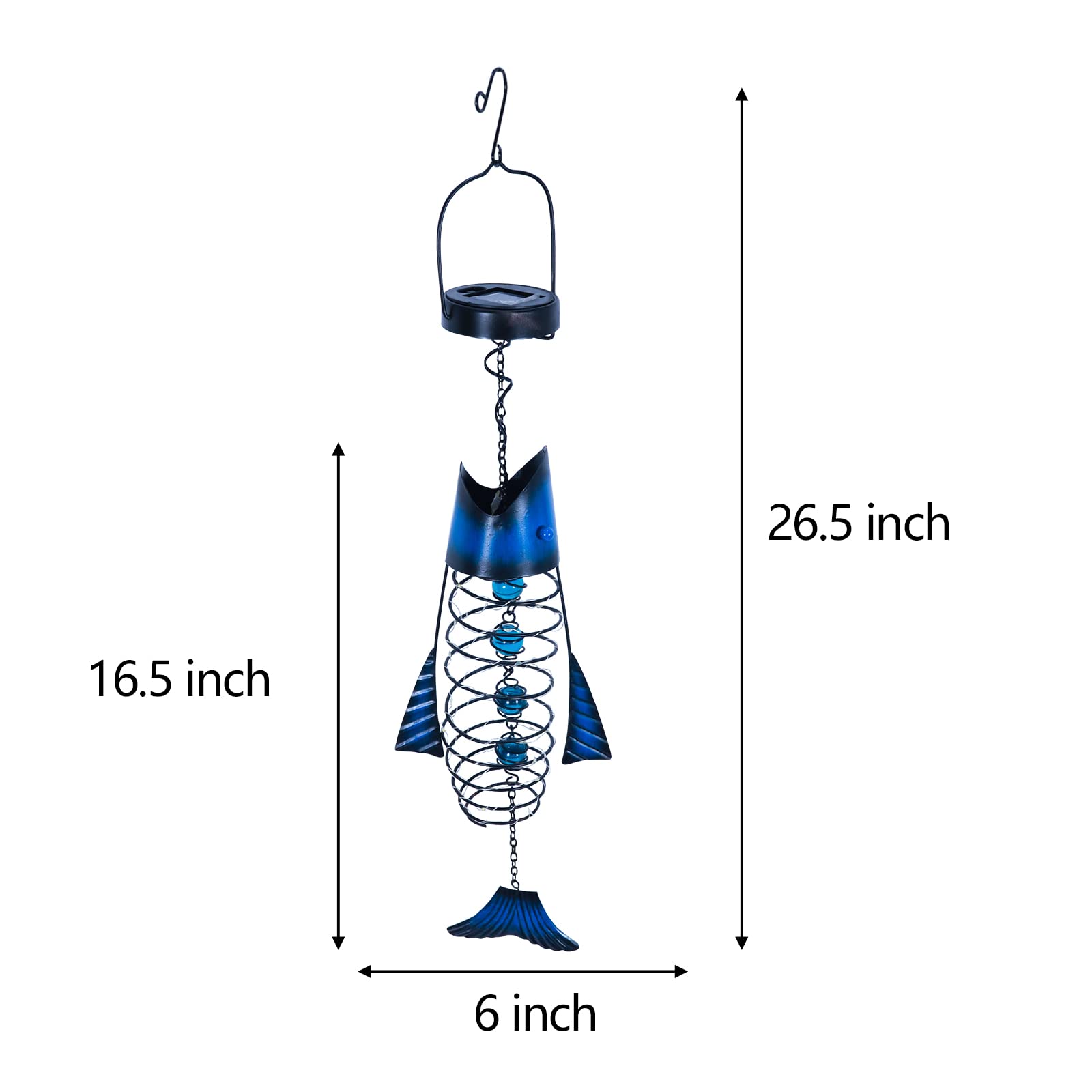 Hongland Outdoor Lights For Patio Garden Decor - Metal Solar Fish Hanging Decoration - Solar Lamp Decorative Yard Art - Pretty Nice Lantern For Man Woman Holiday Gift Ideas  Waterproof Warm Led Lighting