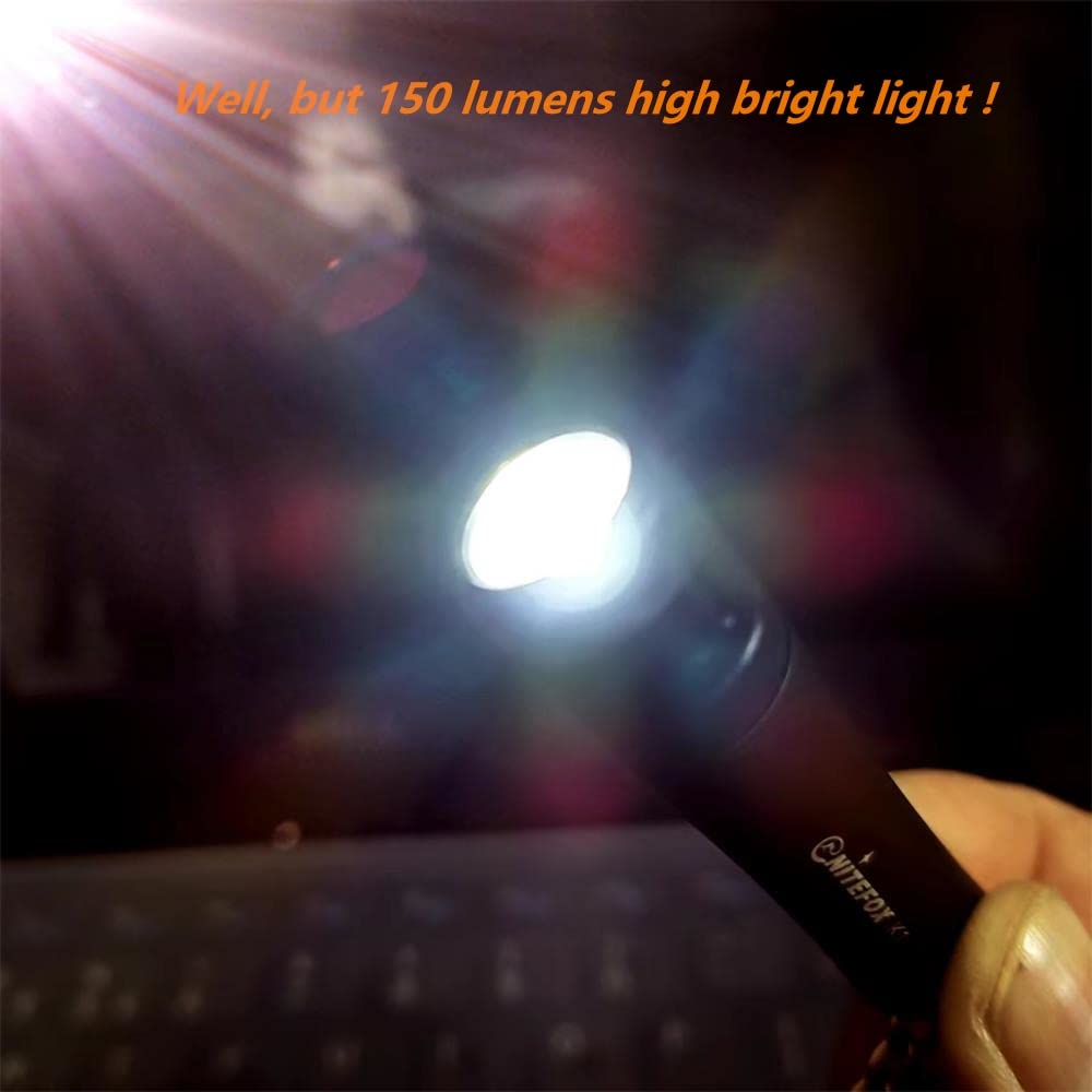 Nitefox Bright Keychain Flashlight K1,High Bright 150 Lumens,As Small Flashlight Lantern Camp Lamp Light,Waterproof Torch For Edc,Reading,Sleep,Dog Walking,Camping,Hiking (2 Pcs Black Red)