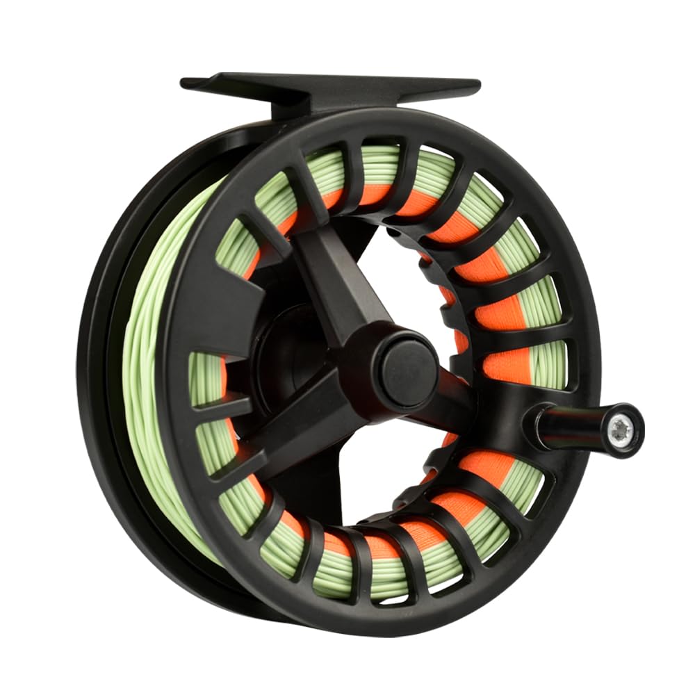 Master Logic Master One Fly Fishing Reel 5/6Wt, Quick Push Button Switch, Durable Pre-Loaded Fly Reel With Line Combo
