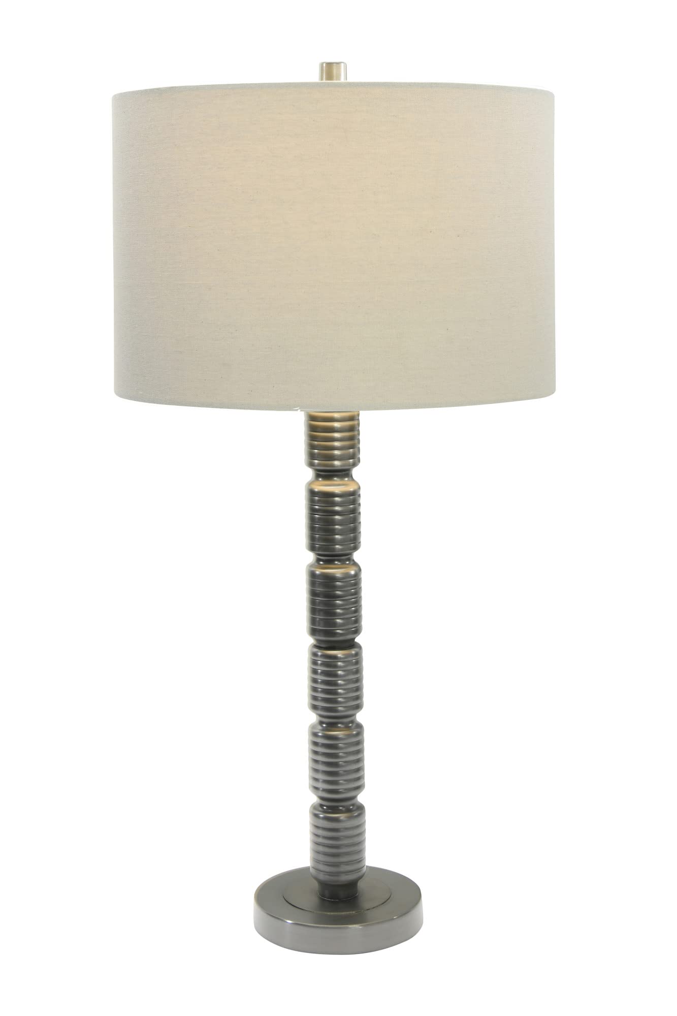 Creative Co-Op Faceted Metal Stacked Column Design Table Lamp, 28.75 Inch, Aged Pewter
