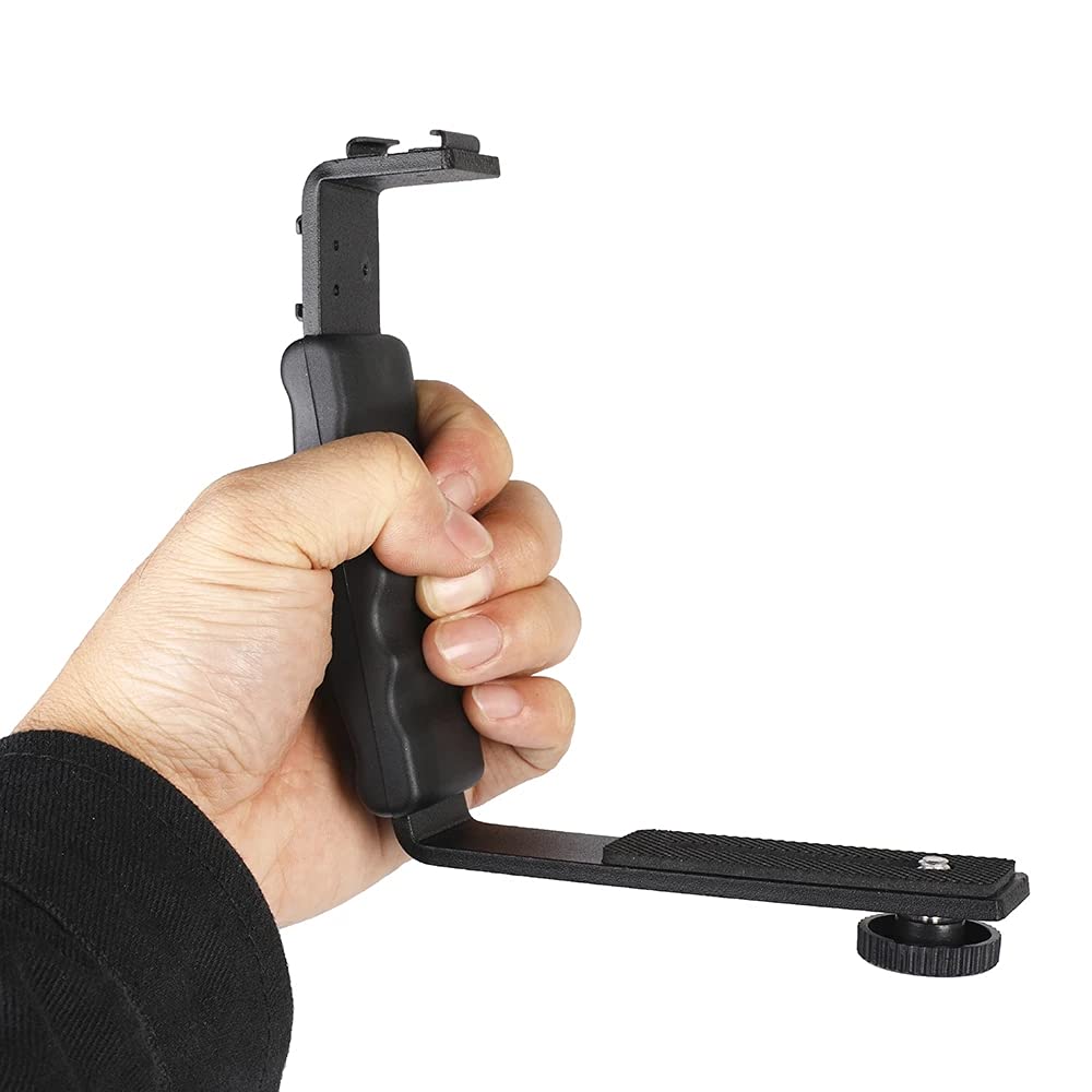 Leshareselect L-Shape Flash Bracket With Dual Flash Cold Shoe Mount  Tripod Screw Versatile For Camcorder Microphone Dslr Canon/Nikon/Sony/Yongnuo/Flash Stand