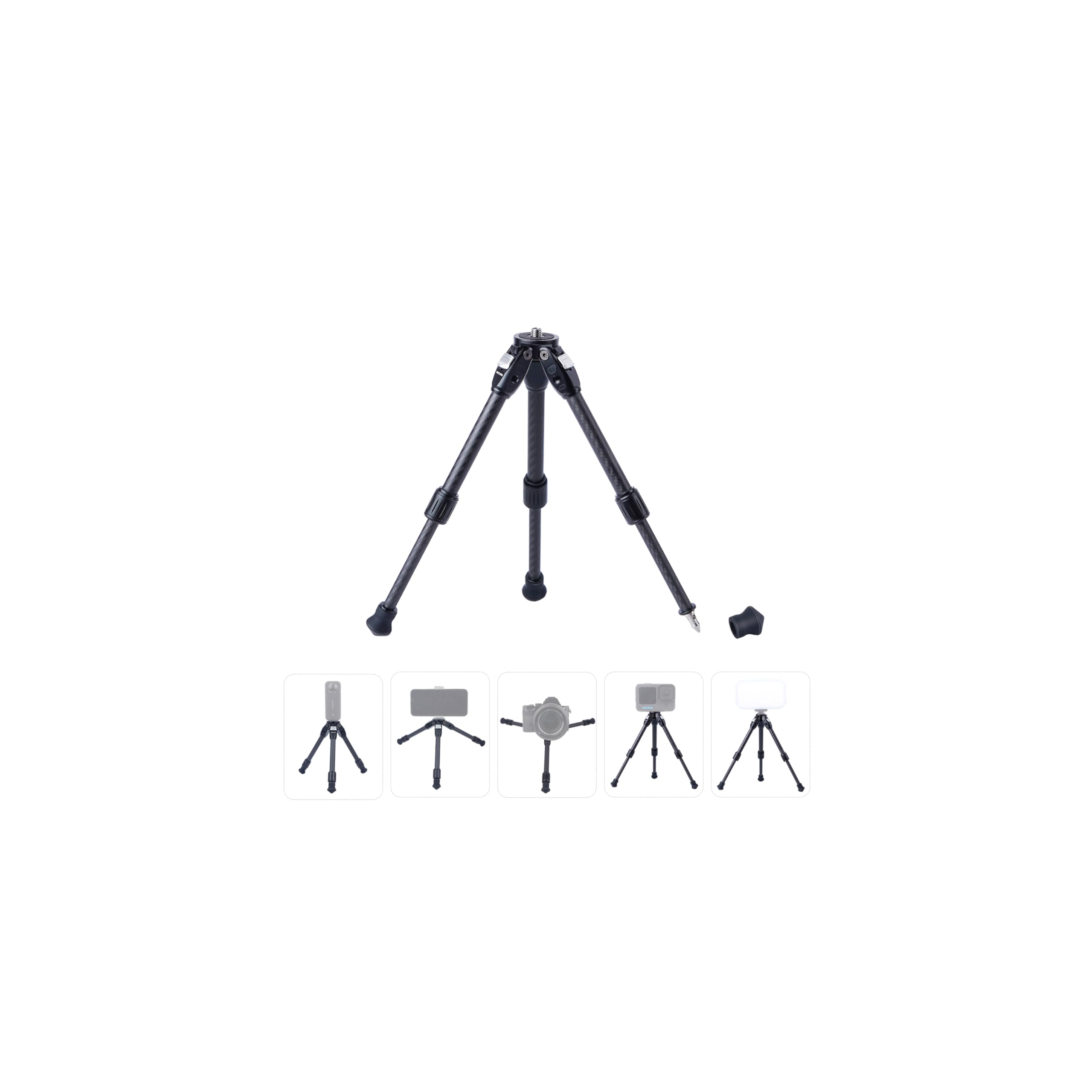 Mechrig Carbon Fiber Tripod With 3-Stage Angle Adjustment, Retractable Lightweight Handheld Stand For Dslr Mirrorless Camera Vlogging – 1/4” Screw & Snow-Ready Spiked Feet-6