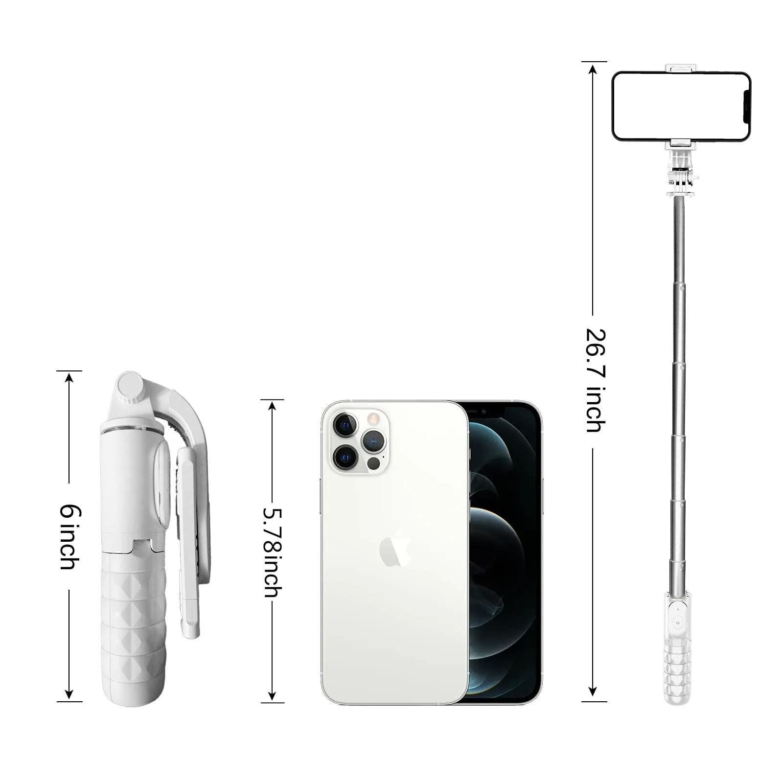 Drpht Dc Portable Travel Selfie Stick, Mini Phone Tripod With Detachable Wireless Remote, Extendable Aluminum Alloy Tripod Compatible With Iphone 13 12 11 Pro Xs Max X 8Plus 7 Samsung