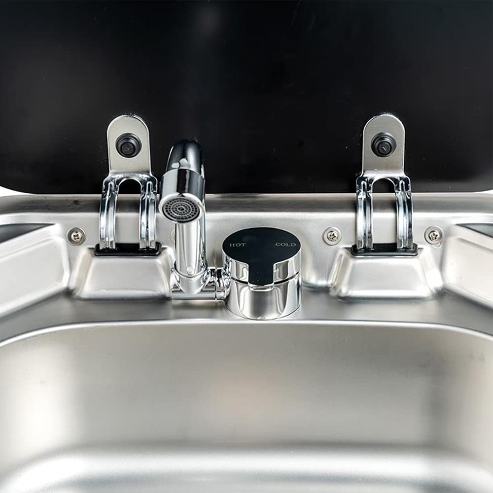 Riloer Foldable Kitchen Faucet 360° Rotation Sink Water Tap Single Handle Cold & Hot Water Mixer Copper Faucet For Rv Boat