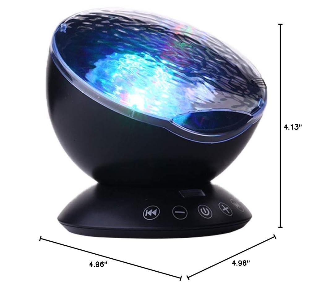 Tom Ocean Wave Projector, Night Light Projector With Remote Control Timer, Dimmable 7 Colors Led Lighting Modes Music Speaker Water Lamp For Kids Adults Bedroom  Party Decorations (Black)