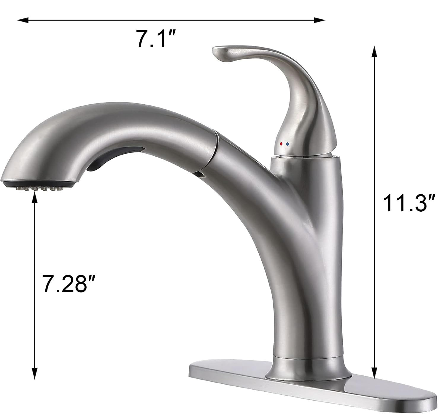 Ikebana Kitchen Faucet With Sprayer Brushed Nickel, Rv Kitchen Sink Faucet, Stainless Steel Pull Out Faucet For Kitchen Sink,1 Or 3 Hole Small Kitchen Faucets With Deck Plate And Supply Hoses