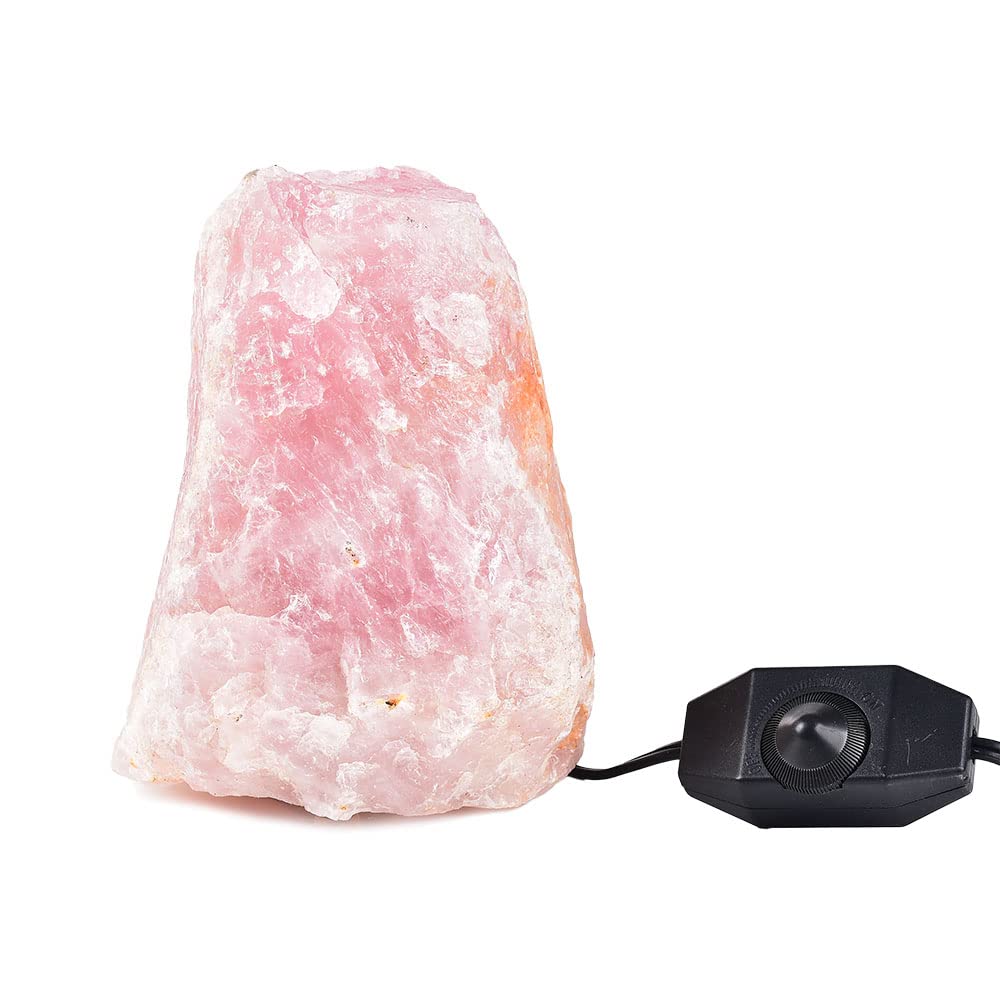 Jic Gem 4-5.5 Lbs Rose Quartz Crystals Lamp, Natural Crystal Night Light Lamp Hand Carved Pink Table Lamp Home Decoration 5-7"