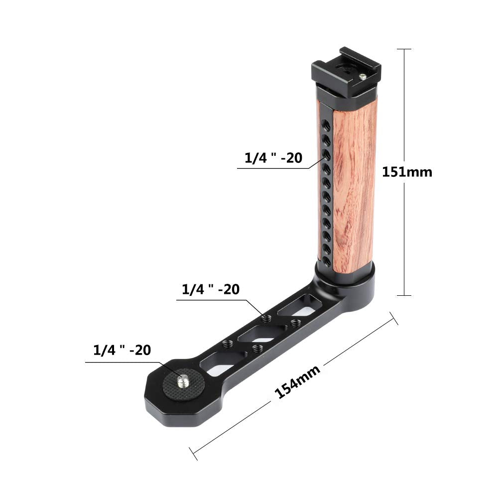 Camvate Wooden Handle Grip L-Shape With Shoe Mount For Ronins/Zhiyun Crane Series Handheld Gimbal - 1941