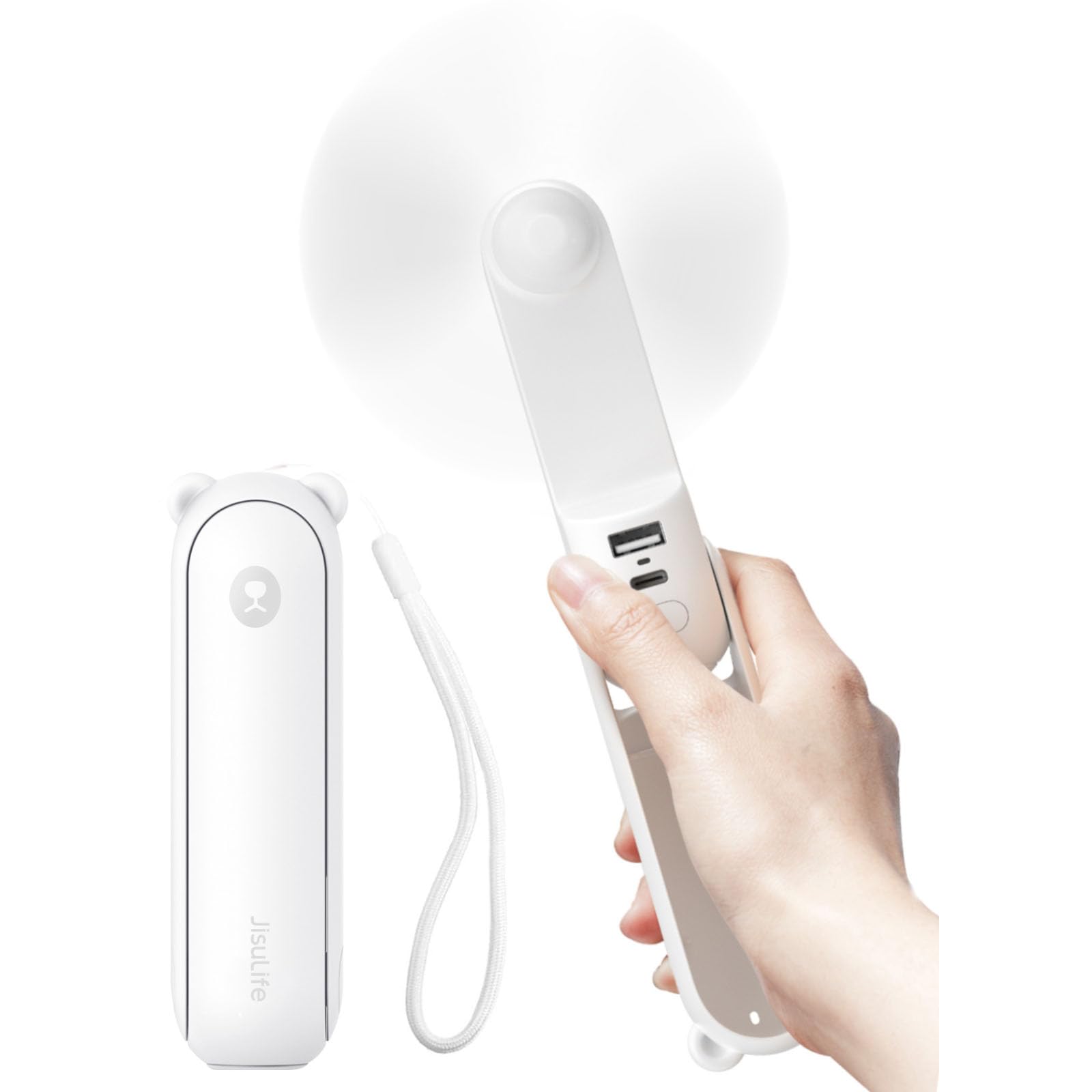 Jisulife Handheld Fan With 4500 Mah Powerbank Max 37 Hours Runtime, Pocket Portable Battery Operated - Koospark