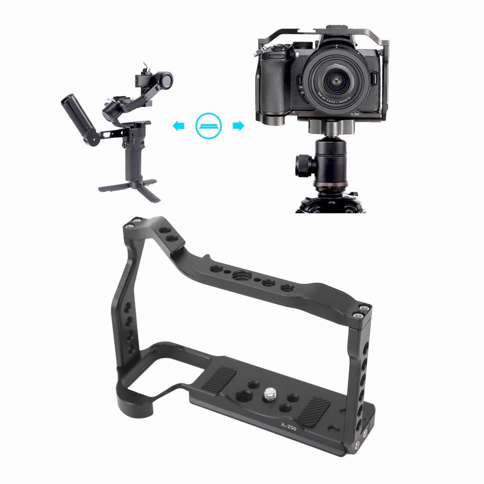 Acogedor Camera Cage For Nikon Z50, Video Camera Cage Rig With 1/4 & 3/8 Thread, For Arca Port Quick Release Plate, Aluminum Video Cage Rig Stabilizer