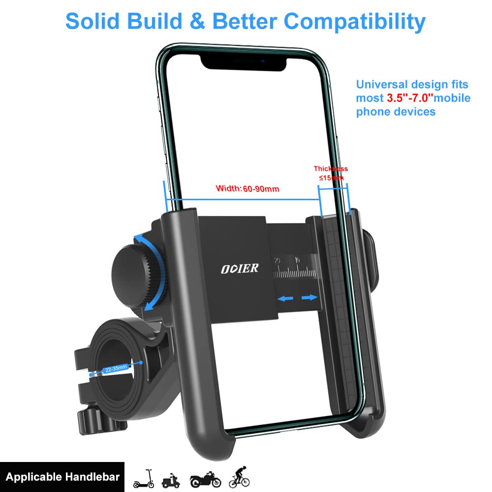 Bdc-Home M365 Pro Scooter Phone Mount, Segway Ninebot Adjustable Handlebar Phone Holder, Fits All Iphone'S, Samsung Galary,Iphone 12 Pro Max,13 Pro,11,X, All Cellphone 3.5-7Inches, 360° Rotation