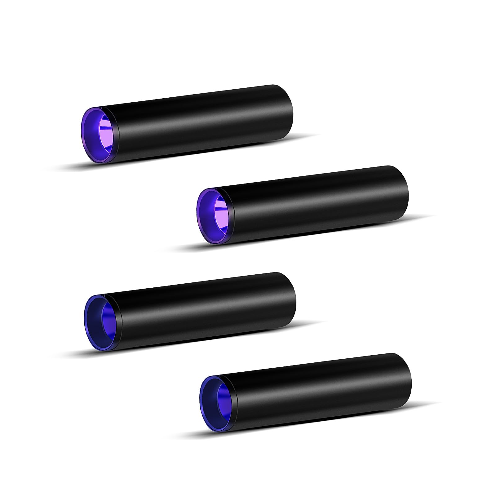 Luxnovaq Uv Flashlight 365Nm & 395Nm Uv Light, Mini Powerful Rechargeable Black Light, Usb Led Ultraviolet Flashlights Pet Urine Detector Light For Resin Curing, Uranium Glass, Rocks, Scorpion, 4 Pack