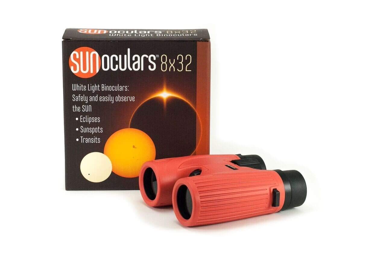 Lunt Solar Systems Red 8X32 Magnification Sunoculars, Compact & Portable White Light Solar Binoculars For Teens & Adults, Safe Solar Viewing, Observing Sunspots, Eclipses, And Planetary Transits