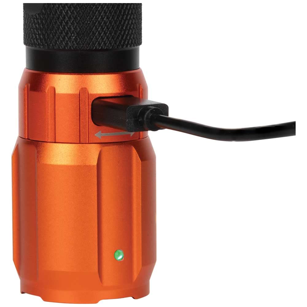 Blackfire Klein Tools Outdoors - Rechargeable 2-Color Led Weatherproof Flashlight Bbm6413, 1000 Lumens, Holster And Usb-C Cable Included, Red Led, Spotlight, And Flood Light, For Outdoor Use
