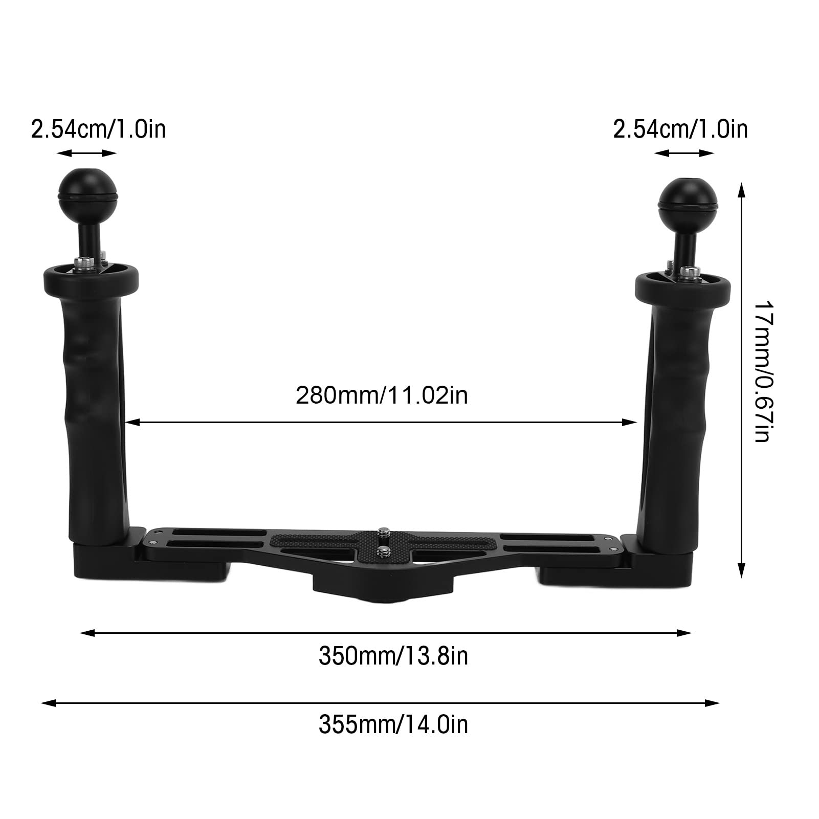 Beufee Handheld Stabilizer Tray Handle Grip, Aluminium Alloy Dual Handle Tray Stabilizer Rig Diving Underwater Camera Housing Case Tray Mount
