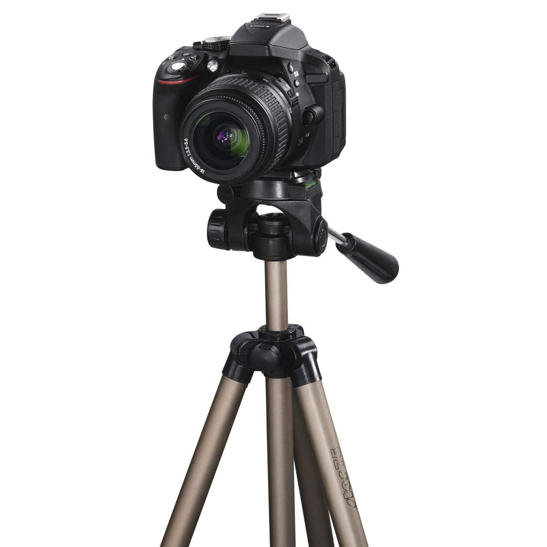 Hama Star 75" Tripod  Light Tripod With 42.5-125Cm Height  3 Way Head  1/4" Connection For Dslr And System Cameras  With Carrying Case  Champagne