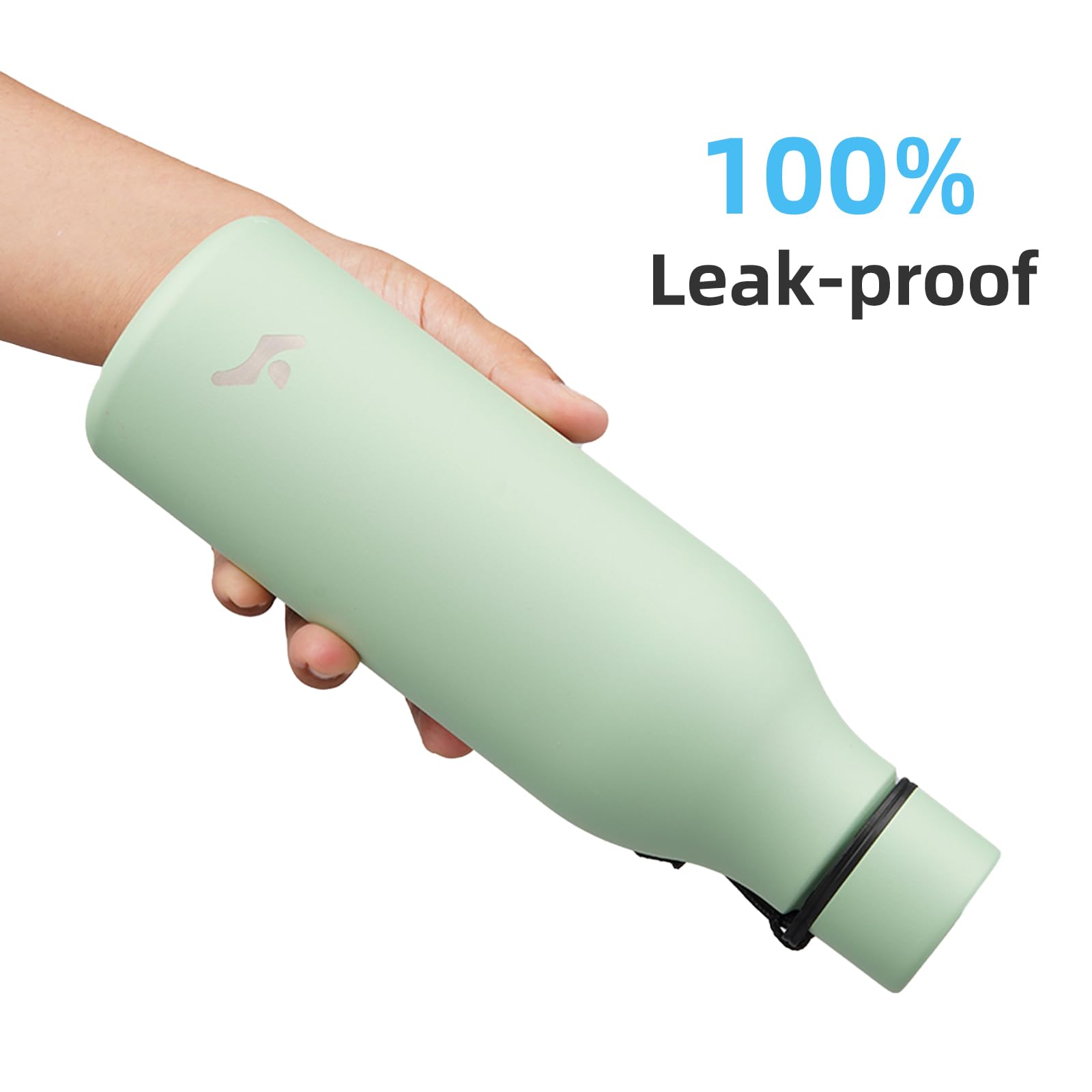Insulated Water Bottle With Strap,18 Oz Double Wall Stainless Steel Vacuum Bottles Metal