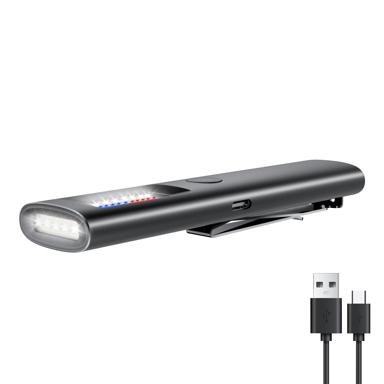 Weteamnoi Edc Pocket Led Flashlight, Rechargeable 800 Lumens Compact Bright Handheld Flash Lights, Ipx4, Dual Material, For Travel Camping And Hiking (Black)