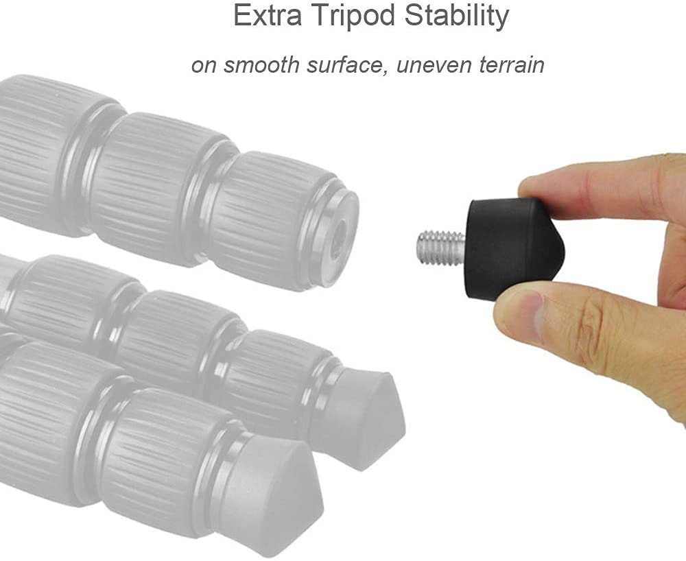 Foto&Tech 3 Pieces Universal Anti Slip Rubber Tripod Feet Compatible With Benro Gitzo Induro Kingjoy Manfrotto, Thread Tripod Foot Replacement For Smooth And Uneven Surfaces (1/4)