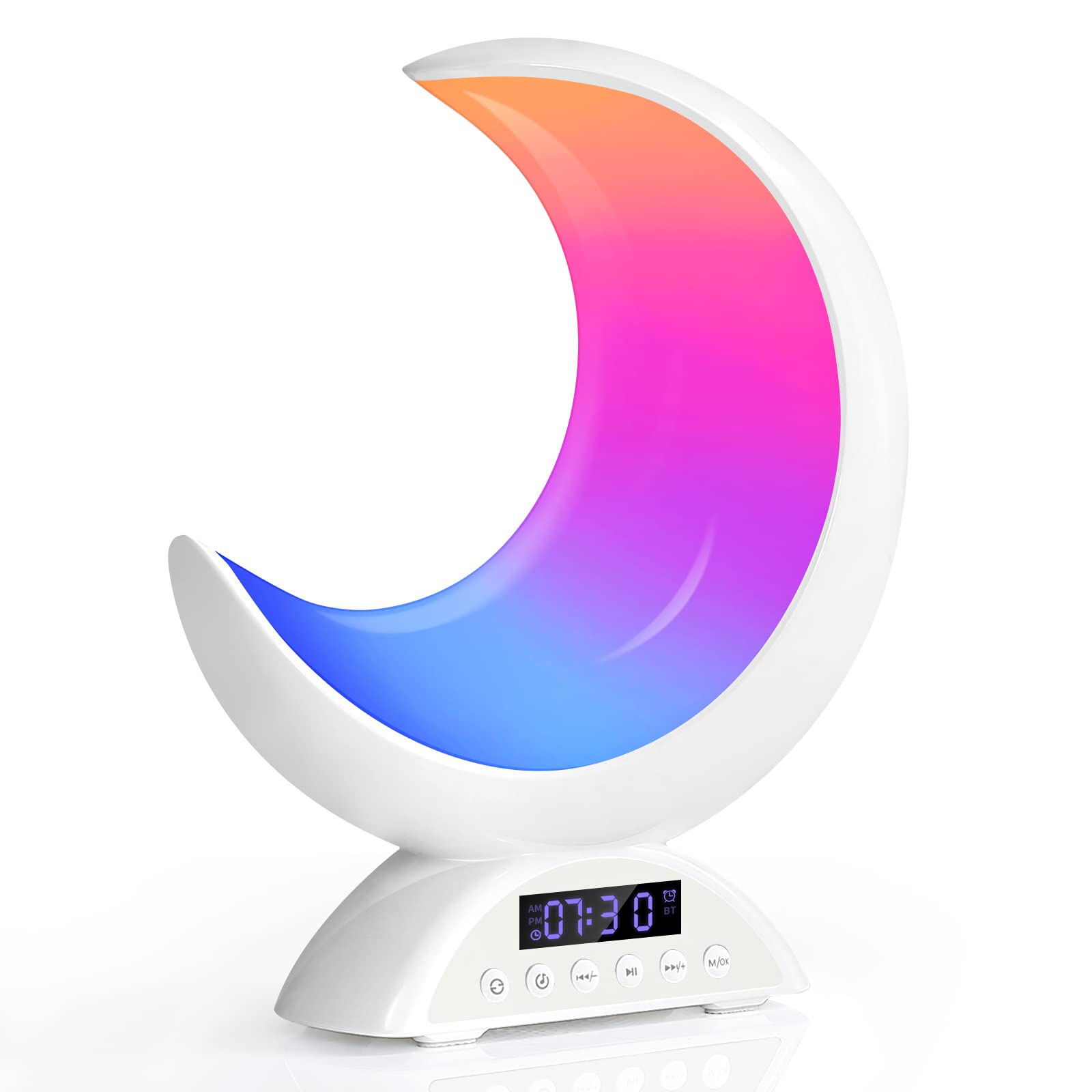 Brnewo Touch Moon Table Lamp With Time Alarm Clock, Rgb Adjustable Light With Bluetooth, With Scene Mode And Music Mode, Warm White Led Moon Light, Suitable For Home Decoration, Bedroom Living Room Desk.