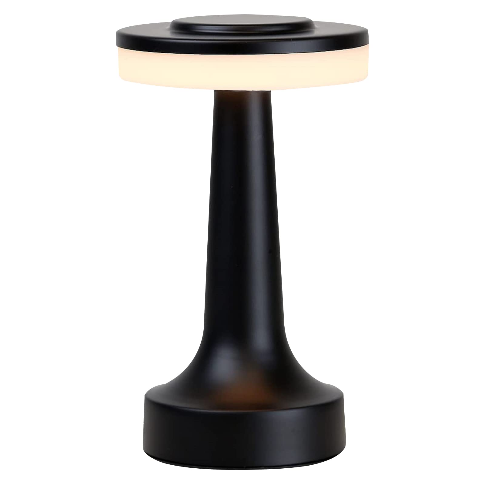 Fazipu Touch Cordless Table Lamp,Rechargeable Desk Lamp Cordless,3 Colors Dimmable Portable Led Lamps,Battery Operated Table Light,For Bedroom/Restaurants/Outdoor (Black)