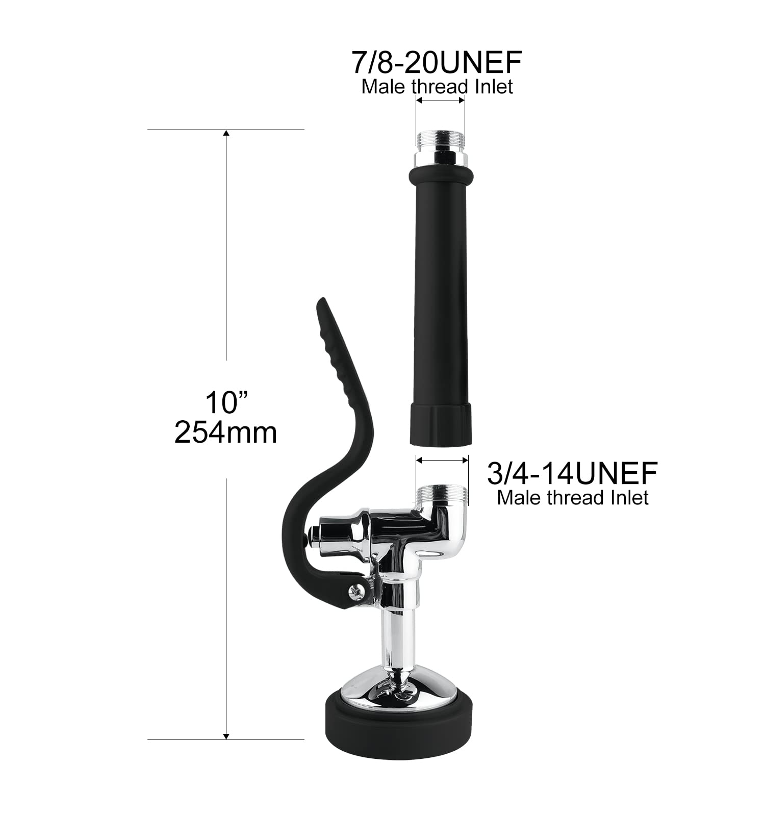 Mstjry Commercial Sink Sprayer Pre Rinse Sprayer Valve With Handle Grip Assembly,1.42 Gpm High Pressured Commercial Dish Sprayer For Replacement Kit Of Commercial Faucet, Polished Chrome (Black)