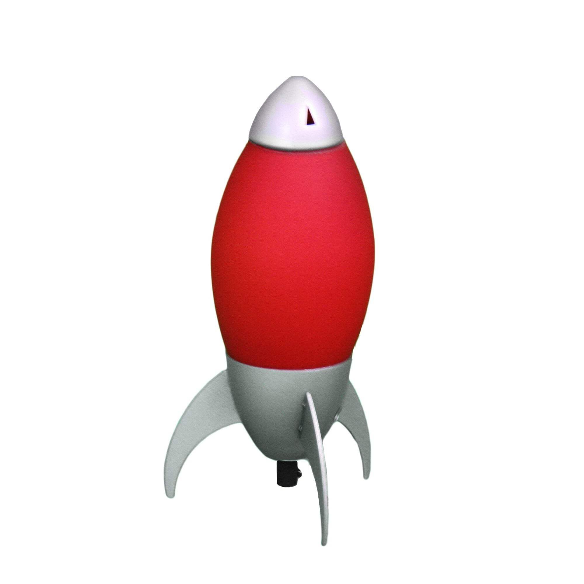 Homeroots Red And Silver Rocket Shaped Table Lamp