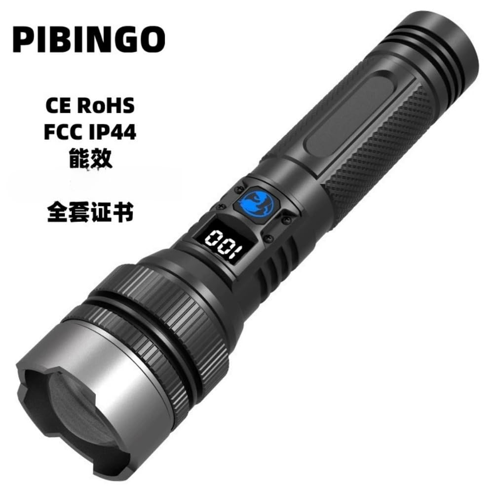 Cohbskj Benighty Flash Light,   Ultimate Survival Flashlight, Long Range 5000Ft, Lcd Digital Display, Acting As A Power Bank With 8 Light Modes, Outdoor (1Pcs)