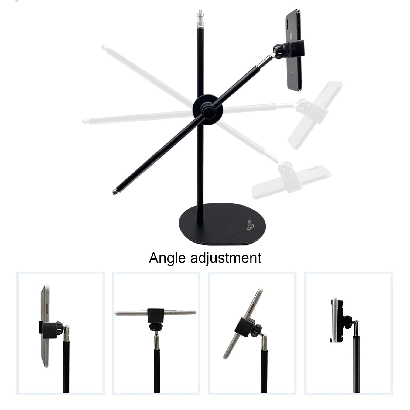 Caoge Overhead Phone Stand, Live Stand, Adjustable Tabletop Phone Mount, Phone Holder Mount 360° Rotation, Long Arm Bracket For Filming, Tiktok, Crafting, Baking, Drawings, Cooking And Recording