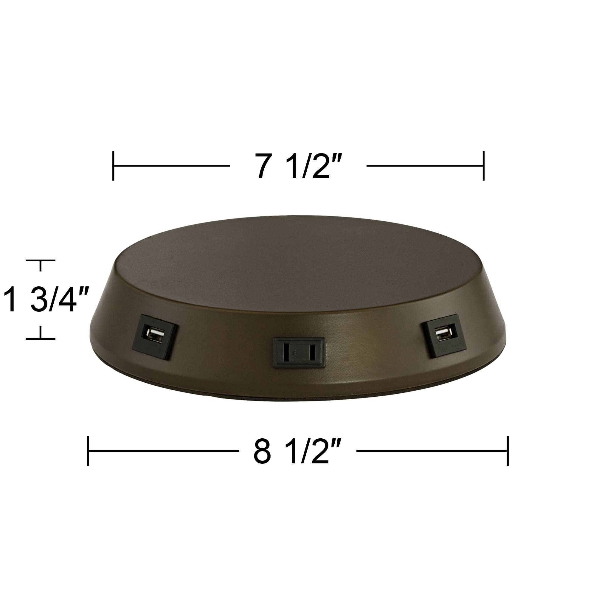 360 Lighting 1 3/4" High Universal Charging Workstation Lamp Base Usb Port Ac Power Outlet Brown Bronze Finish Metal Single Shade Living Room Bedroom Bedside Nightstand House Office Home Reading