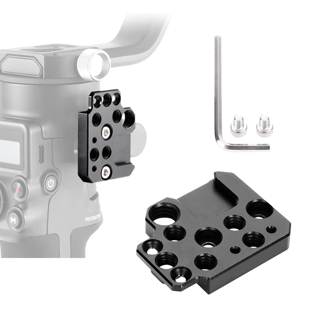 Eaxanpic Side Extension Plate For Dji Ronin S/Sc/Rs2/Rsc2,Monitor Holder Mount With 1/4 3/8 Threaded Holes Cold Shoe, Stabilizer Extension Plate For Video Light, Microphone, Monitor