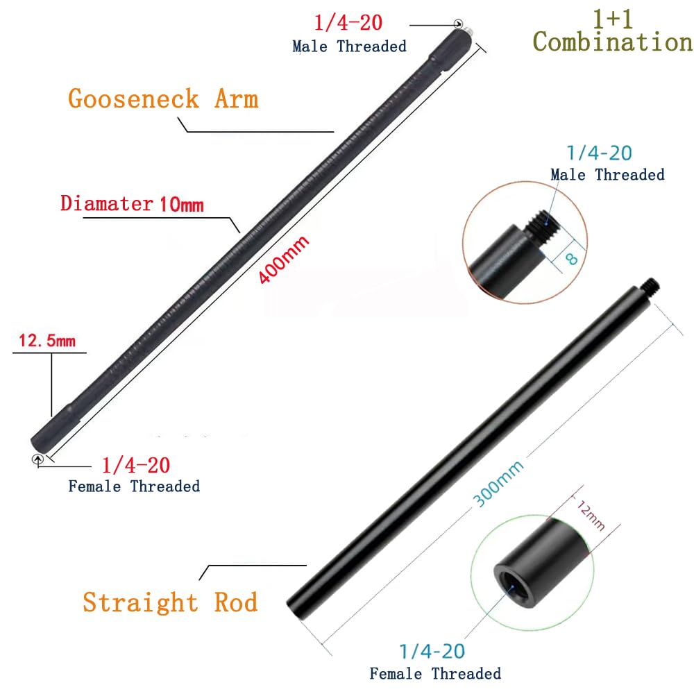 Etubby Webcam Stand Phone Holder Desktop Adjustable Gooseneck Video Clamp Stand Camera Mount For Cellphones, Logitech Webcam C922 C930E C920S C920 C615, Etc. (1/4" Threads)