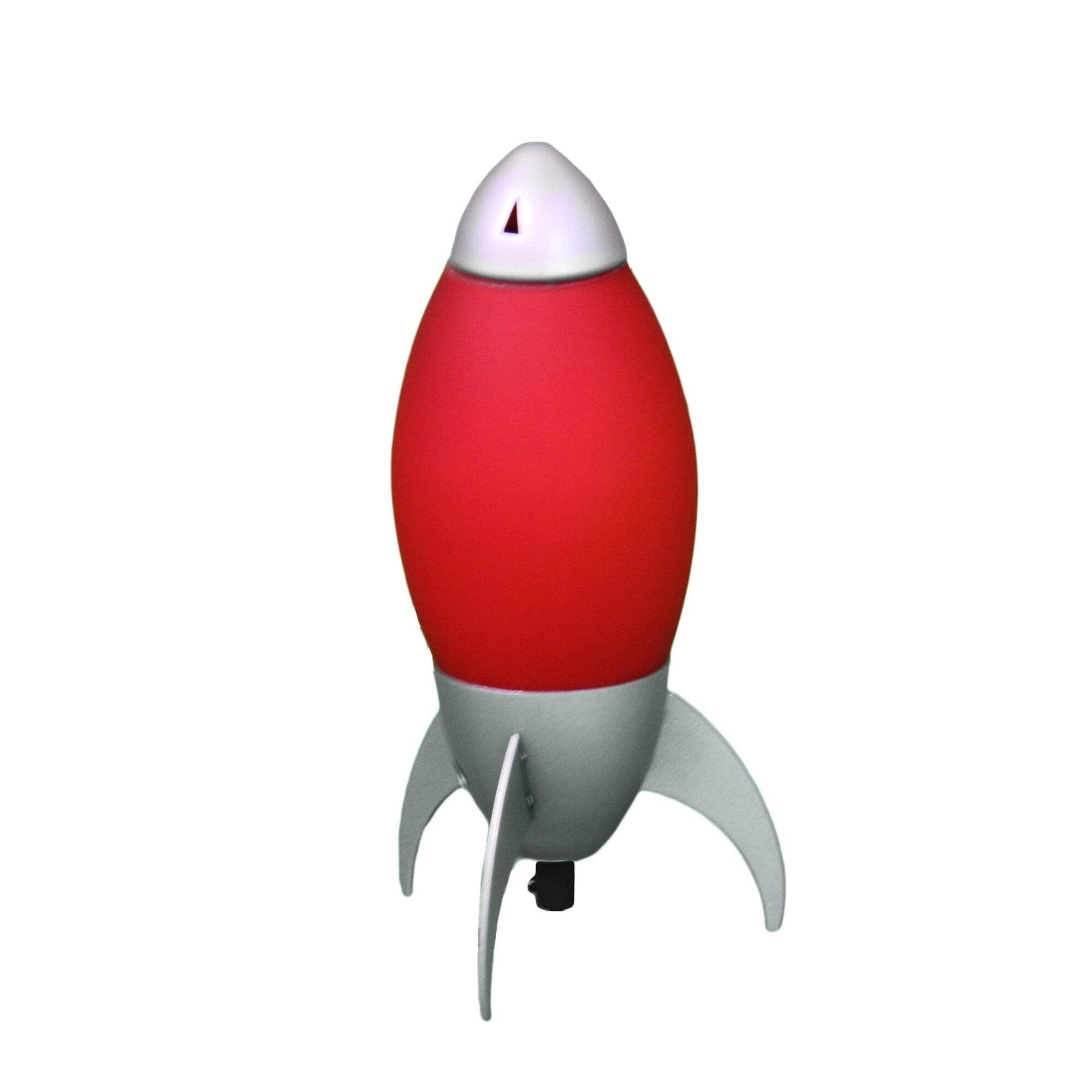 Homeroots Red And Silver Rocket Shaped Table Lamp