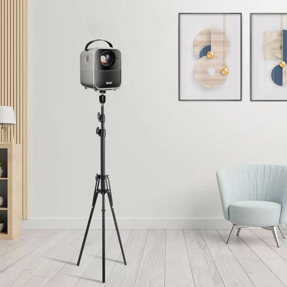 Hantaq Mini Tripod Stand, Mini Projector Camera Stand Holder, Portable Projector Photography Light Stand Flexibly Adjustable Height 26-60 Floor Stand, With 360°Rotatable Ball Head