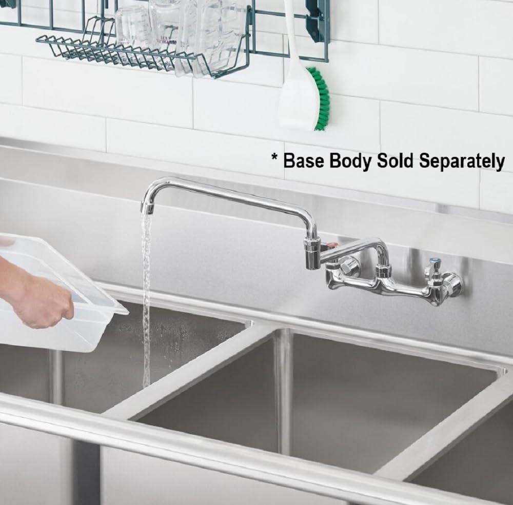 Soro Essentials Soro Essentials- 18" Heavy Duty Chrome Plated Double Jointed Swivel Spout - Commercial Kitchen Faucet Swivel Spout Utility Sink Faucets For Kitchen Laundry Room Restaurant