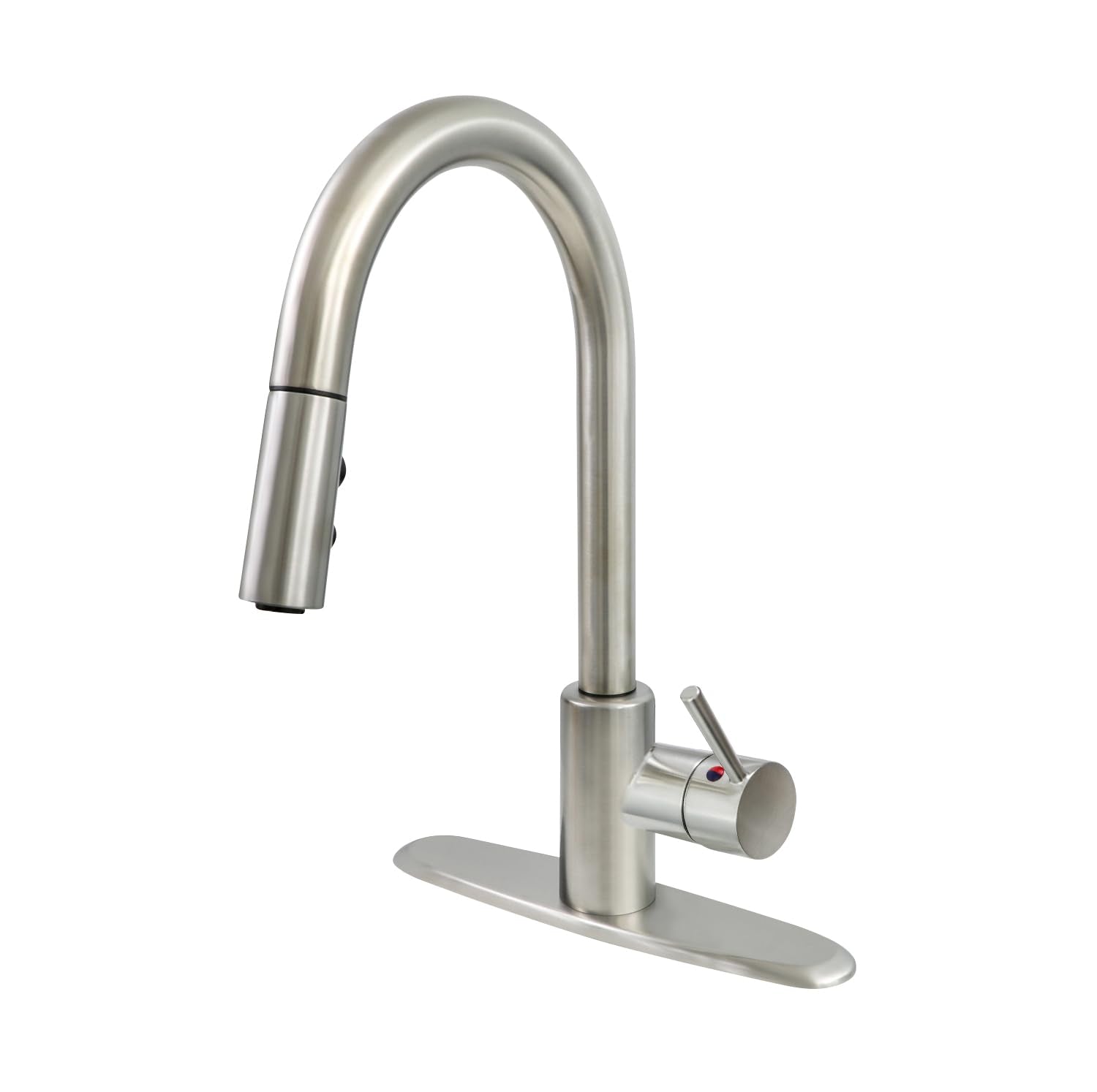 Highcraft Kitchen Faucet With Pull Down Sprayer, High Arc Kitchen Sink Faucet Single Handle For 1 Hole Or 3 Hole, Single Hole Faucet Integrated Supply Lines Included (Stainless Steel)