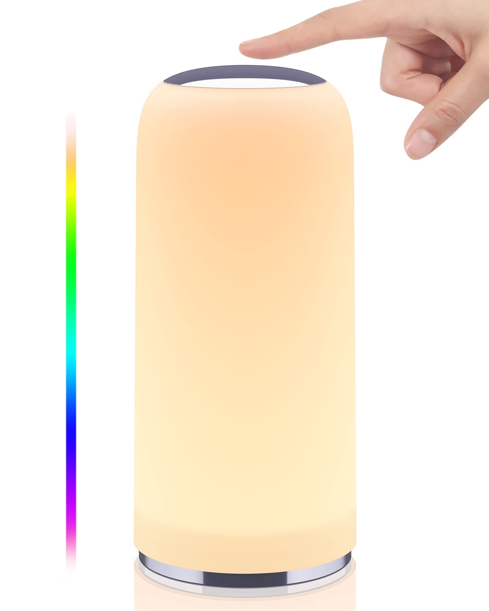 Easemo Led Touch Lamp, Rgb Bedside Table Lamps With Timer Function, Dimmable Warm White Reading Night Light With Memory Function For Nightstand Bedroom